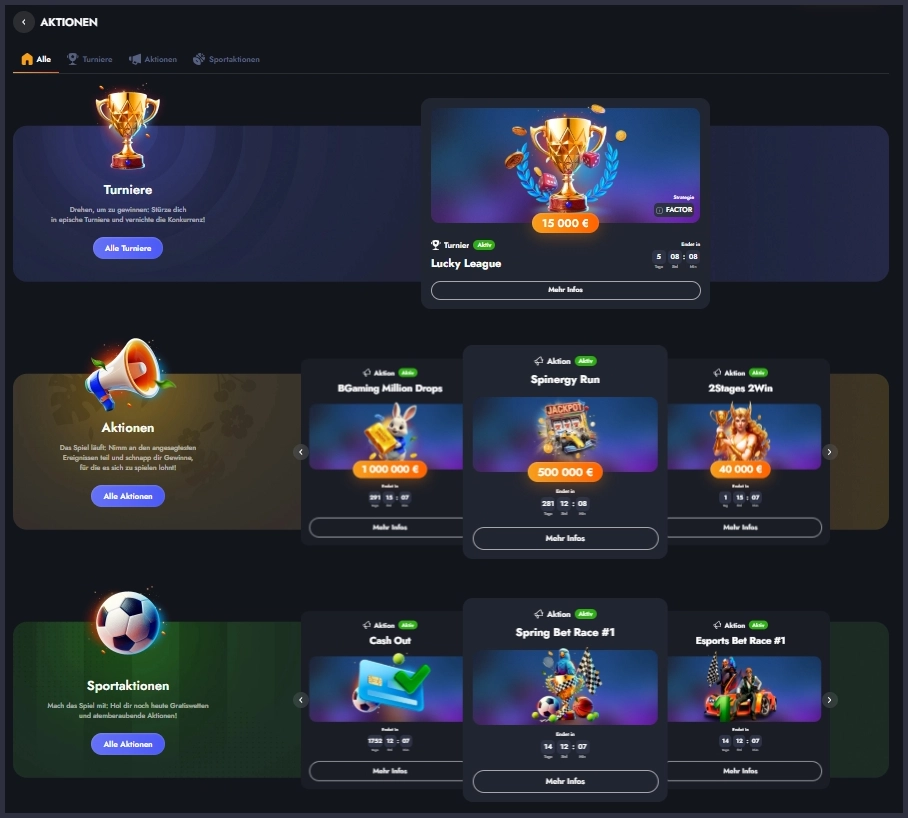 Aktionen und Boni bei Rolly Spin Casino