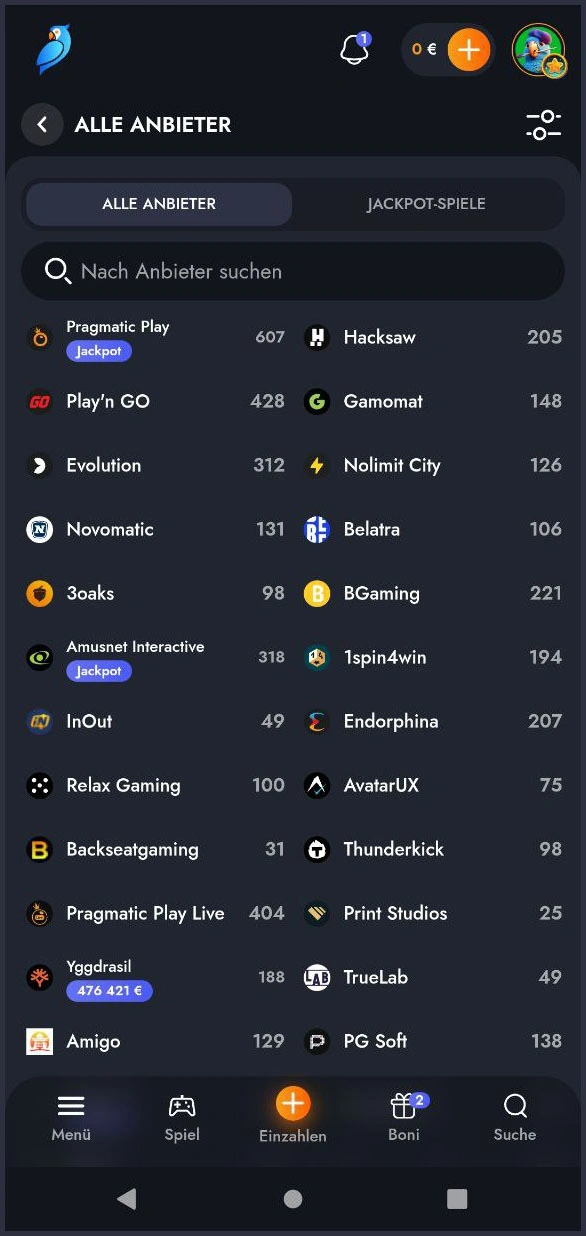 Anbieter-Übersicht – alle Casinos bei Martin Casino