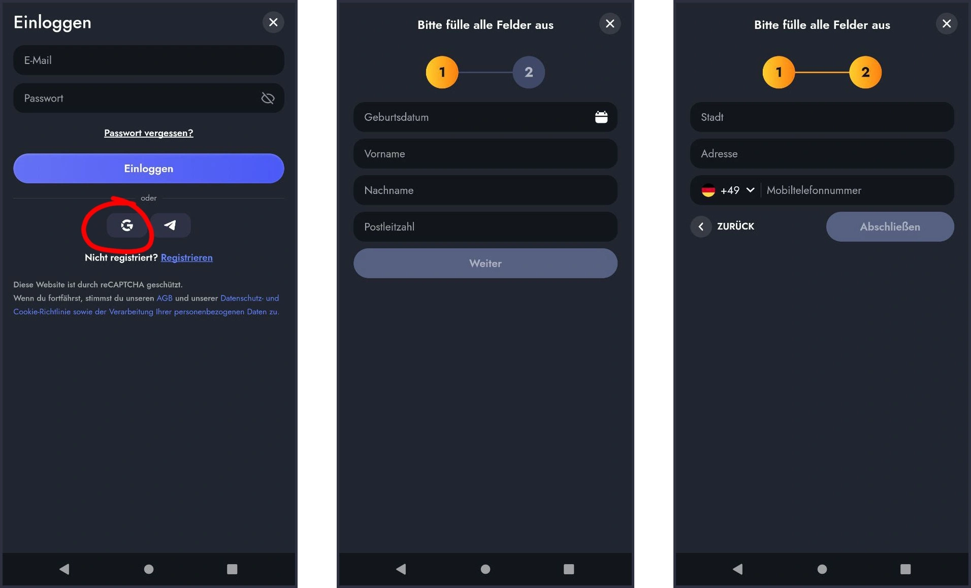 Registrierungsprozess bei Martin Casino