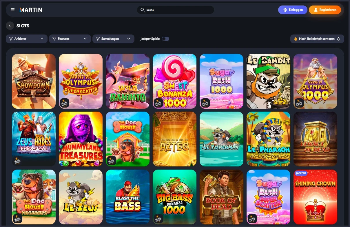 Top-Slots bei Martin Casino – beliebt und zuverlässig