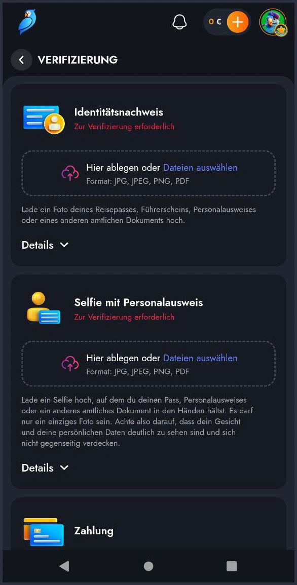 Verifizierung bei Martin Casino